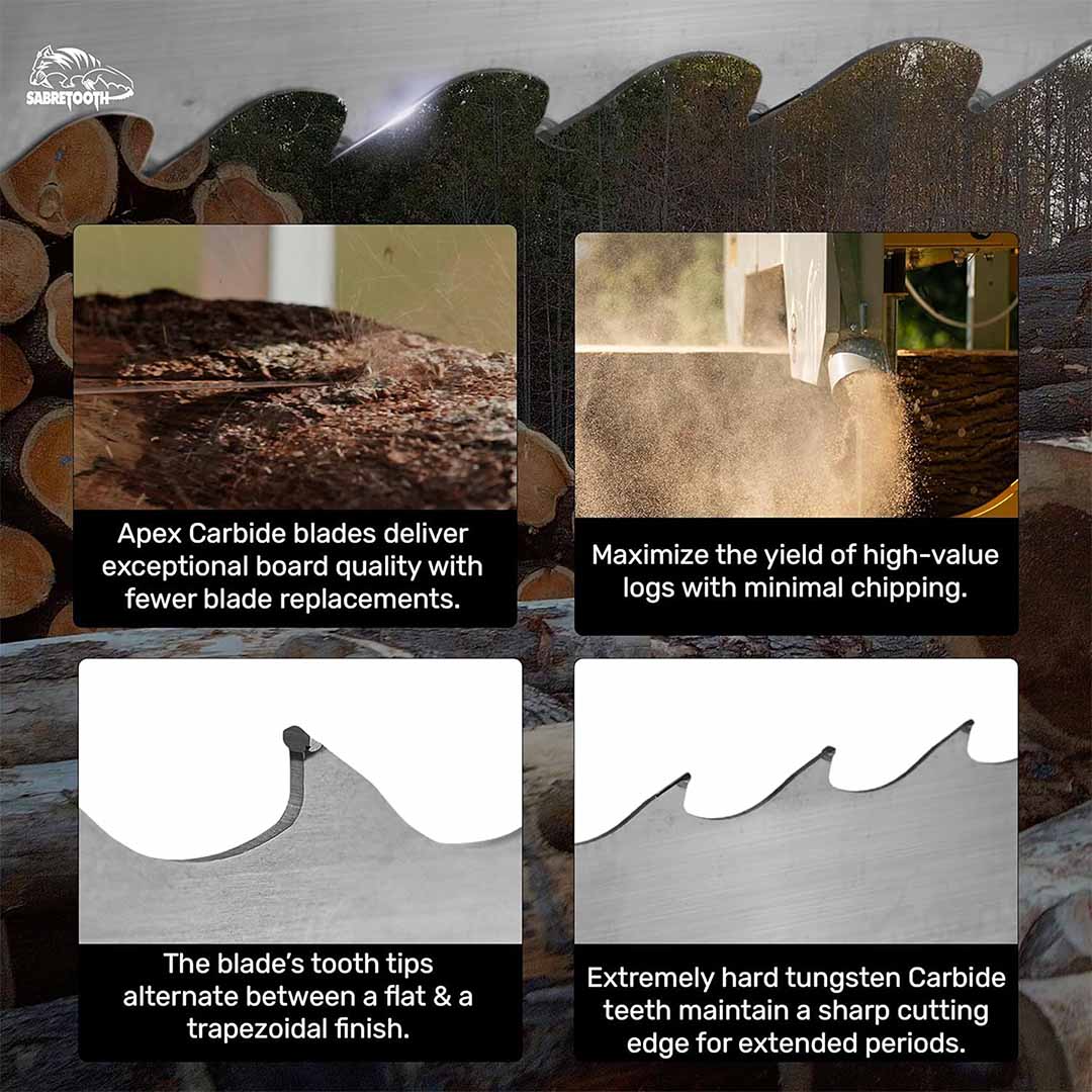 Apex Carbide Ultra-Premium Tipped Bandsaw Sawmill Blades - 184" - Image 4